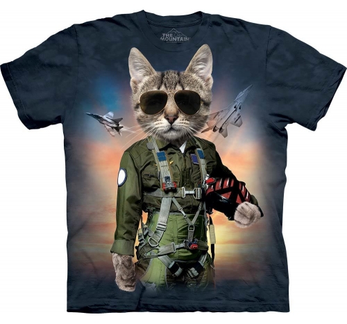Футболка «Tom Cat» с котом военным лётчиком и самолётом