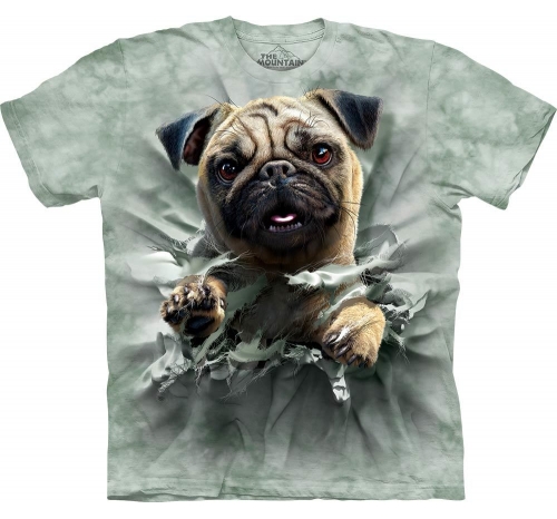 Футболка «Pug Breakthru» с собакой мопс, идущей на прорыв 