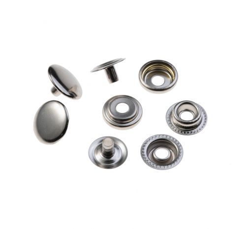 Кнопки металлические кольцевые (омега) Ø 15 мм; оттенок - никель; цена за 50 комплектов
