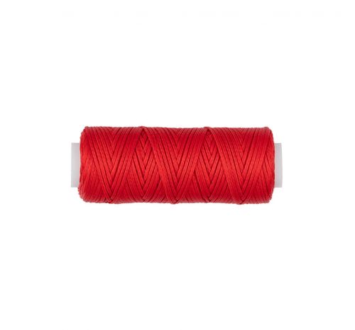 Красные нитки (нити) для кожи вощёные, плетёные (плоские); 0.8 мм; 25 м в катушке
