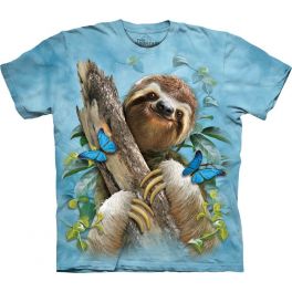 Футболка «Sloth & Butterflies» с ленивцем на дереве и бабочками
